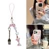 Fashionable Beaded Fork Pendant Phone Charm Unique Heart Flower Keychain Vibrant Beaded Pendant for Cellphone Camera