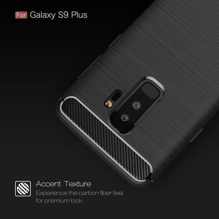 Coque en TPU fibre de carbone noir brossé pour Samsung Galaxy S9+