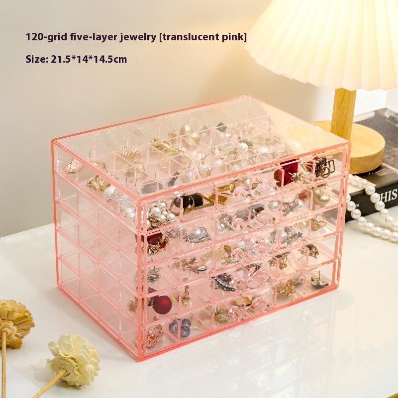 Прозрачная коробка для хранения ювелирных изделий, большая вместимость, ящик для хранения вещей, сережек, ожерелий, пылесборник
