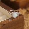 S925 Sterling Silver Oval Zircon Ring with White Australian Gemstone - Elegant and Unique Design for Women