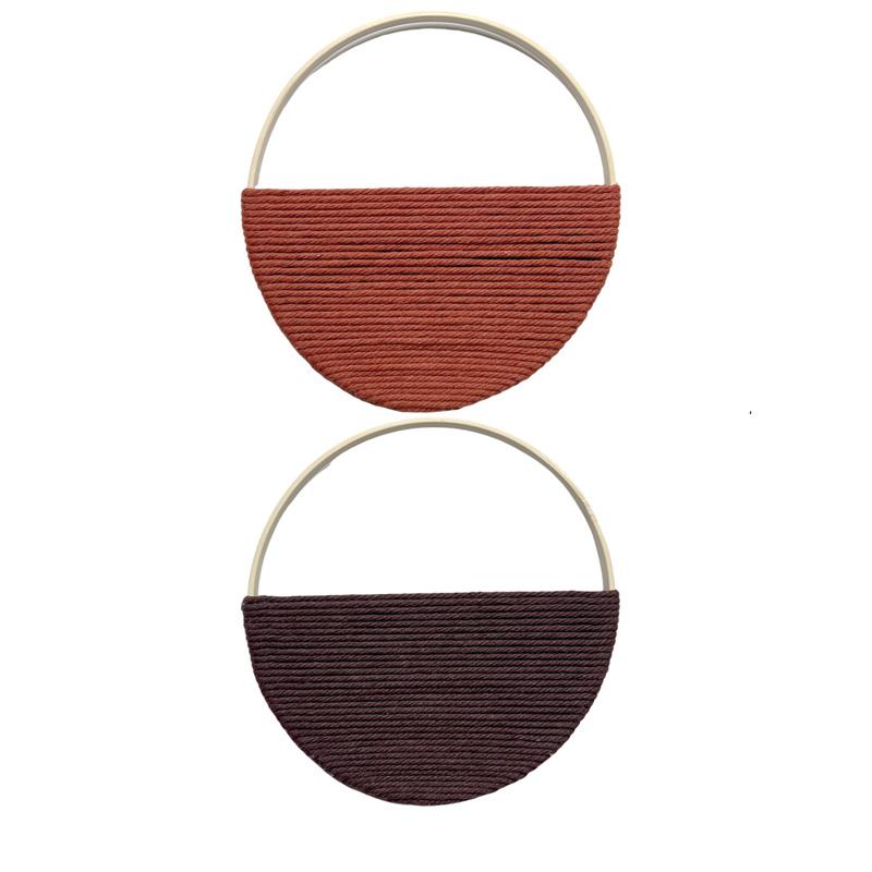 2Pcs/Set Ideal Bohemian Circular Chic Hand Woven Wall Hanging Cotton Rope Home Decor Tapestries