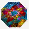 1PC Floral Swirls Automatic Open/Close Umbrella with Windproof, 8-Rib Sturdy Canopy, Durable Ribs, Fashionable Design, Outdoor Accessory, Fun Prin, Ho