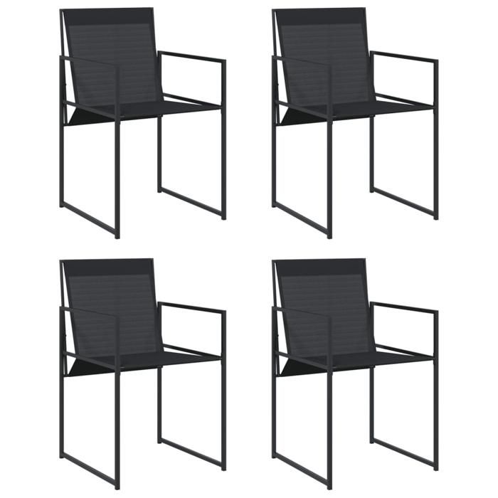 VidaXL Chaises de jardin 4 pcs noir acier et textilène, siège de jardin, siège d'extérieure, chaise d'extérieur, assise de 4008593