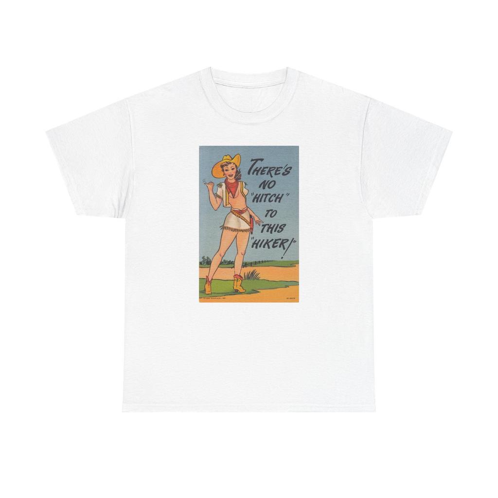 Vintage Postcard There's No Hitch to This Hiker Retro Unisex Heavy Cotton Tee
