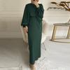 Women Casual O-neck Loose Long Sleeve Long Dress