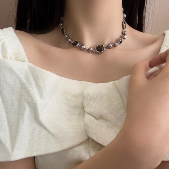 Женское ожерелье из бисера с тигром, регулируемый глаз, камень, декор, искусственная длина, зажим для омара, колье