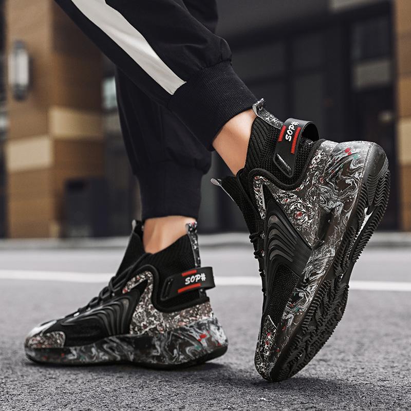 Мужская модная дышащая обувь большого размера с высоким берцем и сеткой