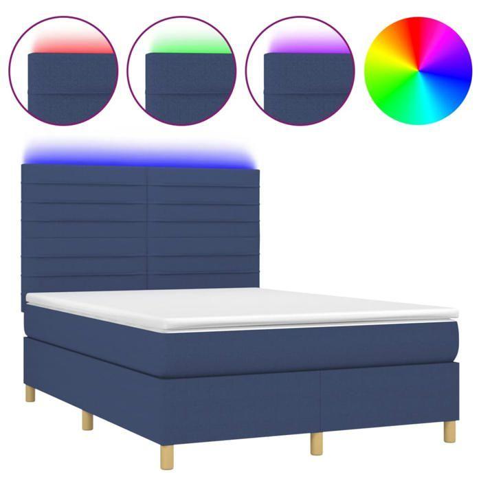 VidaXL Slat Bed Base with Mattress and LED, Upholstered Bed, Double Bed, Adult Bed for Interior Bedroom, 3135515