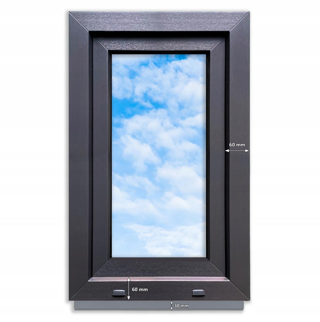 Okno Pcv Antracyt 50X80 Lewe Nowe 500X800 Mm Rozwierno-Uchylne Dwuszybowe