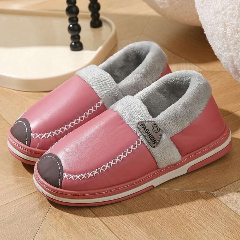 Хлопковая сумка для тапочек и домашние тапочки зимние женские водонепроницаемые из пуховой ткани утолщенные туфли нескользящие теплые хлопковые туфли мужская обувь