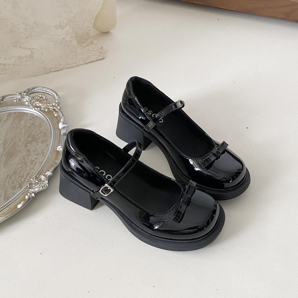 Модная весенне-осенняя женская обувь Мэри Джейн, элегантные женские туфли-лодочки с бантом-бабочкой для улицы, женская обувь на толстом каблуке 2025