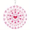 10 Inch Hanging Wind Spinner Pink Heart Design with Blue White Theme 360 Degree Rotating Hook for Garden Yard Spring Summer Decoration Gift for