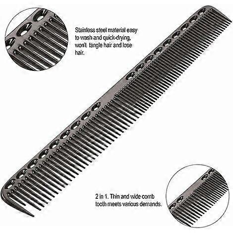 (ColorBlack)Professional Combs Aerospatial Aviation Aluminum Metal Cutting Comb Hairdressing Barbers Salon Comb