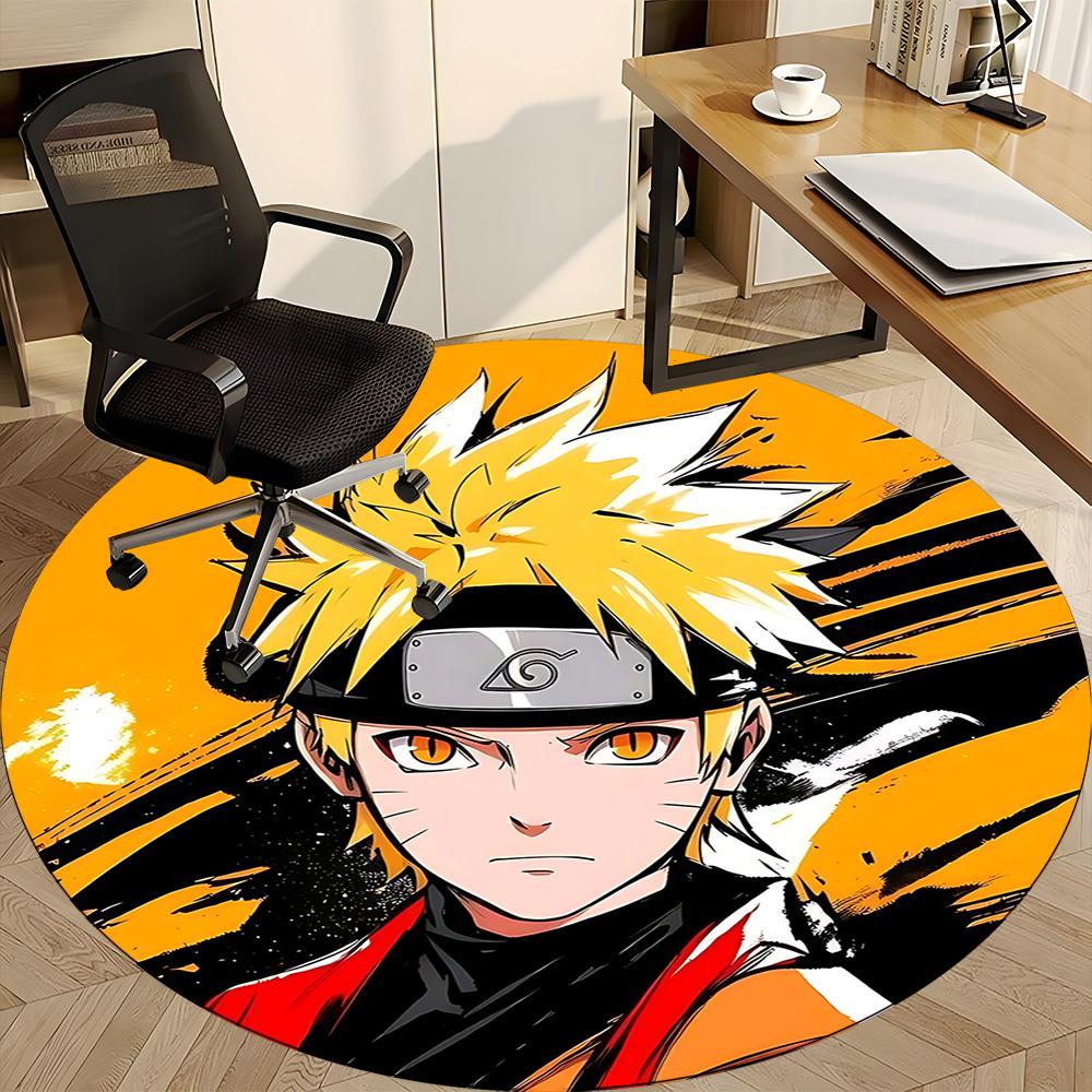1pc Naruto Uzumaki Office Round Area Rug, Indoor Mat Suitable For Office,Bedroom Living Room Home Decor, Room Deco a0926099