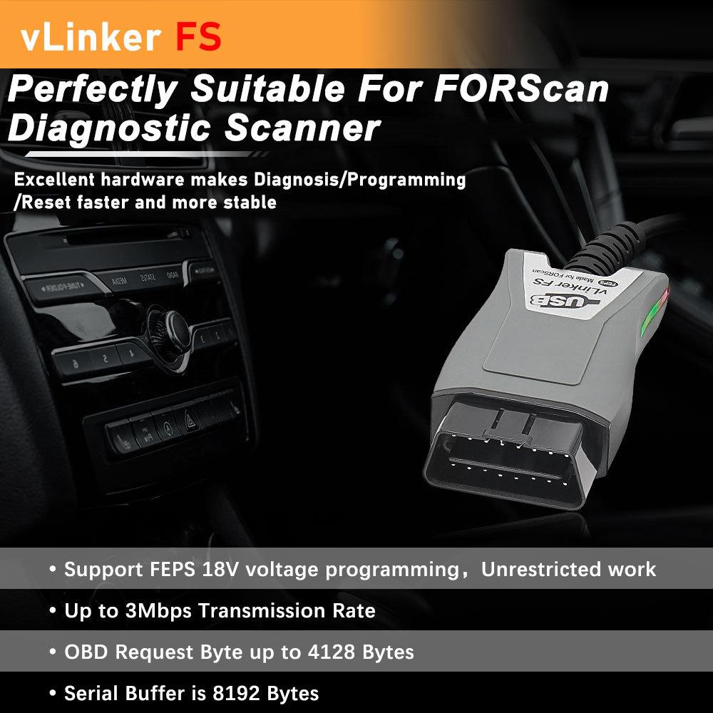 For Mazda FS ELM327 Car Diagnostic Scanner ELM 327 OBD 2 For Ford FORScan Interface Tools OBDII HS/MS-CAN VLinker FS USB Car Accessories