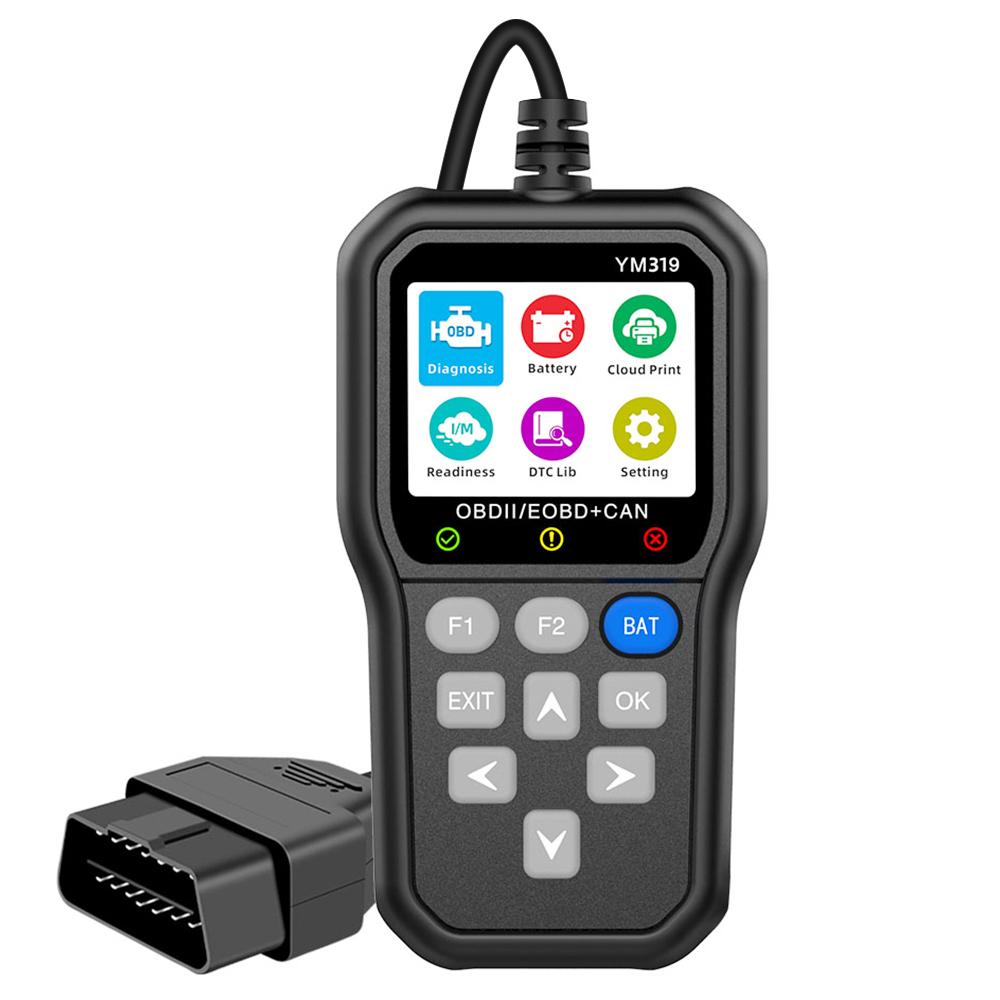 Многоязычный сканер кодов OBD2 Работает для всех автомобилей YM119 Автомобильный диагностический инструмент Сброс/Удаление кодов Сканер OBDII