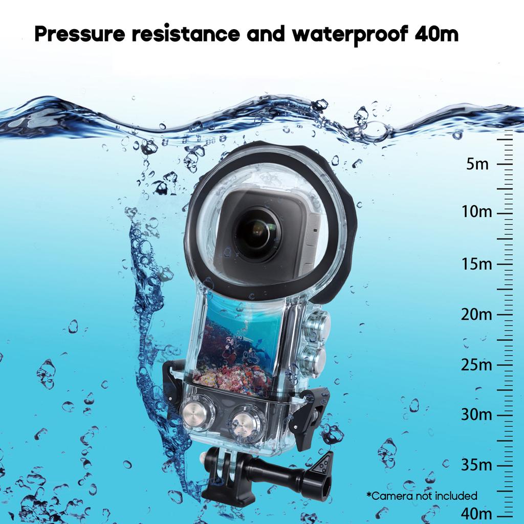 40m Waterproof PC Case Underwater Housing Diving Shells Protective Cover for 360 X3 Action Camera Replacement Accessory