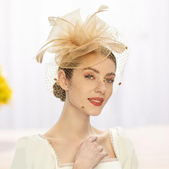 Fascinator Hat Sheer Mesh Large Flower Veil Retro Elegant Photo Prop Hair Accessory Women Wedding Cocktail Tea Party Bridal Cap Party Wear
