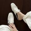 Fashion 2025 New Genuine Leather Tassels Loafers Woman Round Toe Slip-on Casual Shoes Spring Summer Shoes Outdoors Walk Shoes Woman