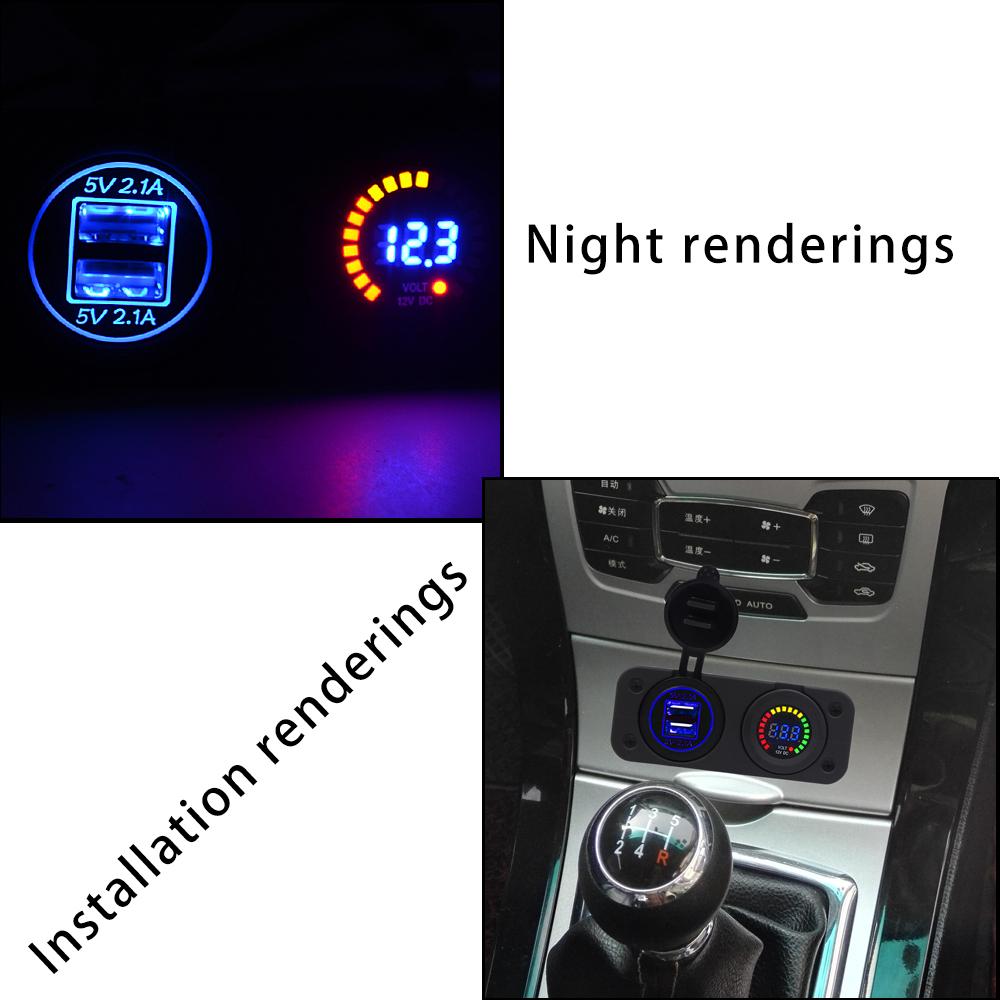 12 В светодиодный Duel Car 2 USB-порта зарядное устройство с вольтметром постоянного тока цифровой автомобиль/мотоцикл/лодка прикуриватель разветвитель гнезда