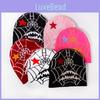 Autumn Acrylic Winter Knit Cap With Spider Web And Starpattern For Daily Casual