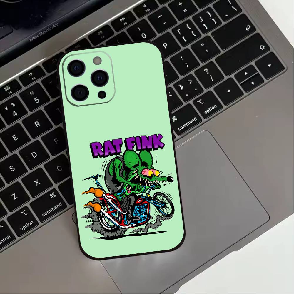 Чехол для телефона R-Rat F-Fink Art Design для iPhone 17,16,15,14,13,12,11 Plus,Pro Max,XS, Черный мягкий силиконовый чехол