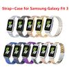 Strap+Case for Samsung Galaxy Fit 3 SmartWatch Accessories for Samsung Galaxy Fit 3 Metal Bracelet Protective Shell Cover Frame