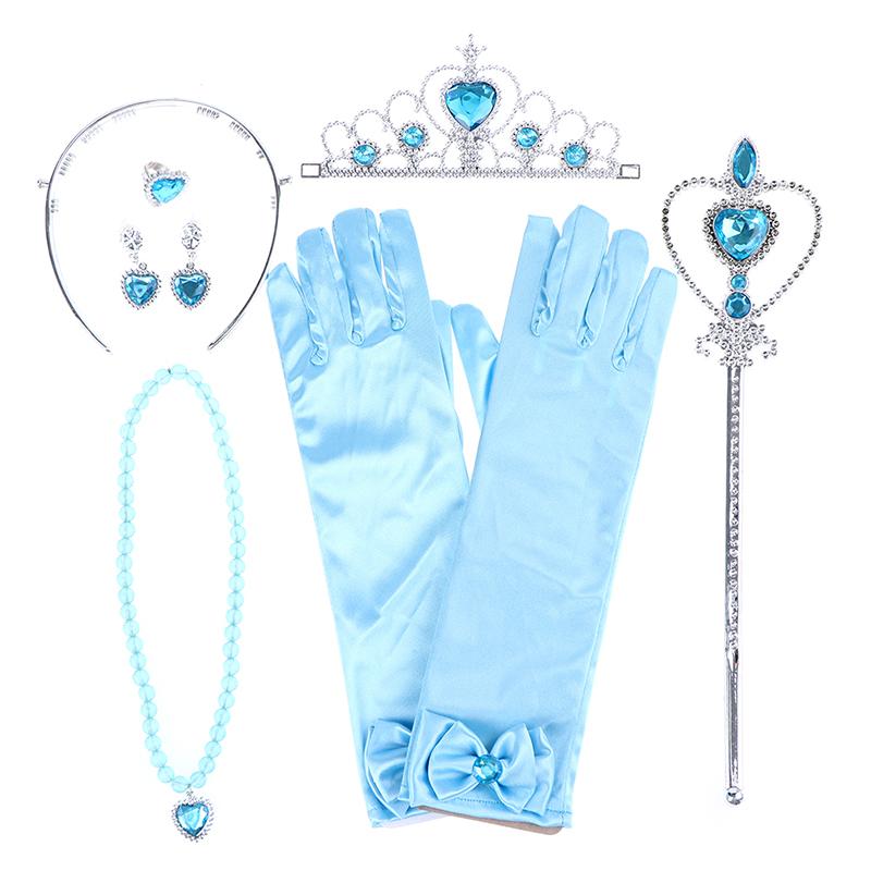 6 шт./компл. Принцесса Корона Волшебная палочка Ожерелье Перчатки Аксессуары Девочки Косметические наборы