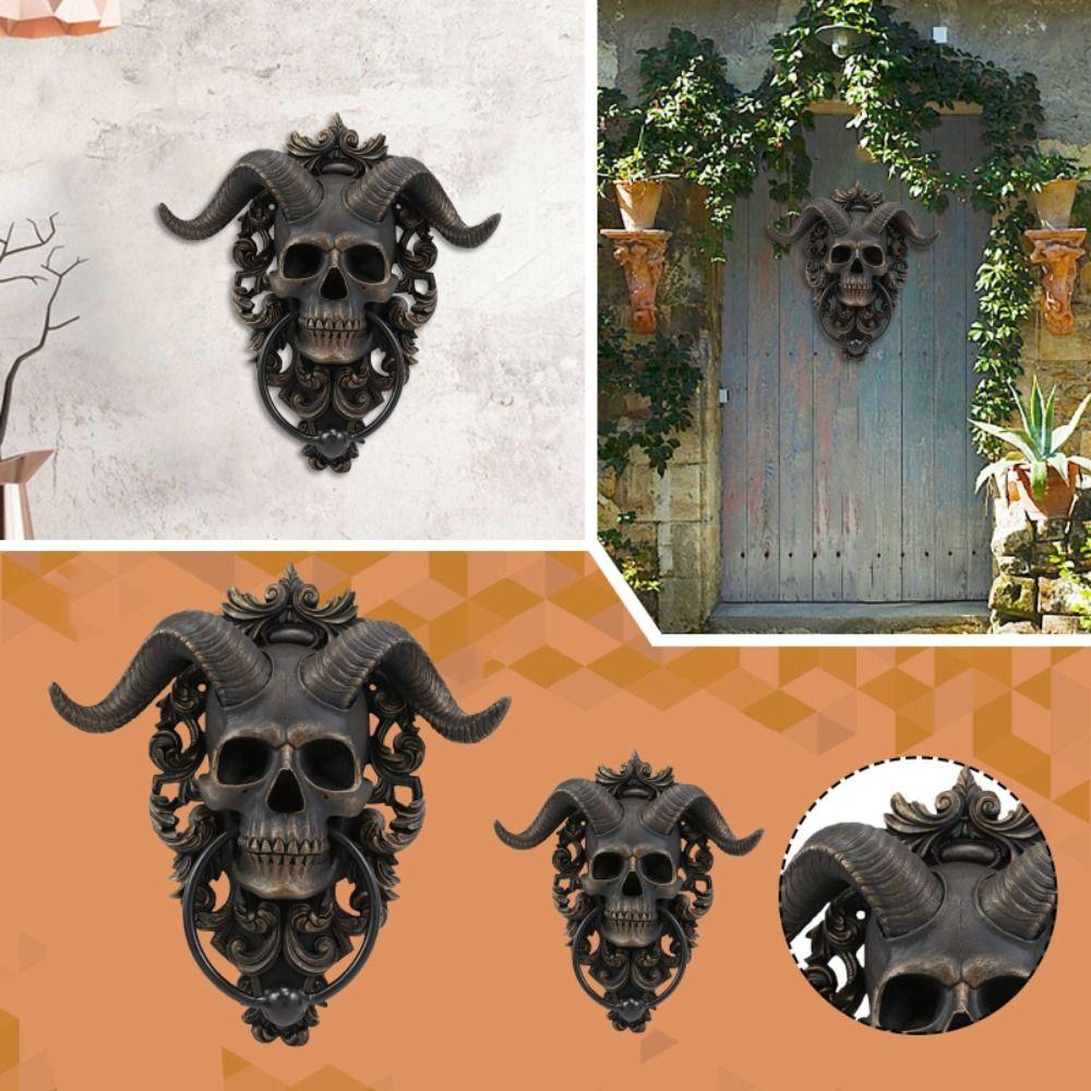 Sheep Head Satan Door Hanging Hell Devil Head Knocker Retro Skull Door Knocker Wall