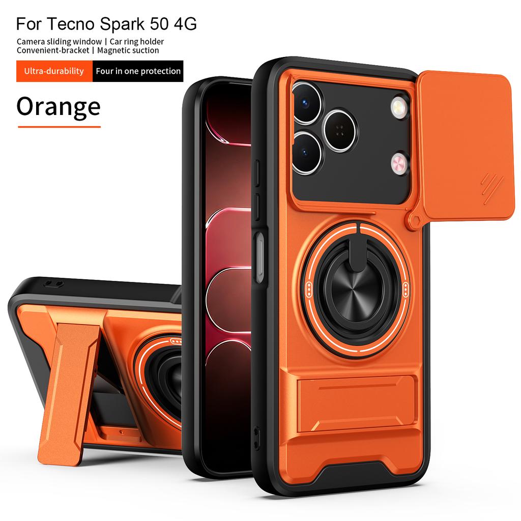 Чехол для Tecno Spark 50, чехол для Tecno Spark 50 4G, магнитный складной держатель Magsafe, защитный чехол для камеры в военном стиле.