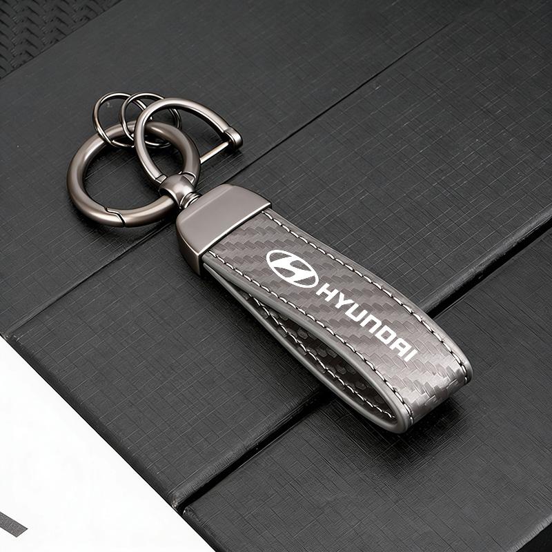 Автомобильный брелок из углеродного волокна, кожи и цинкового сплава, брелок из микрофибры для Hyundai Tucson Accent Elantra Santa fe Sonata I10 I20 I30