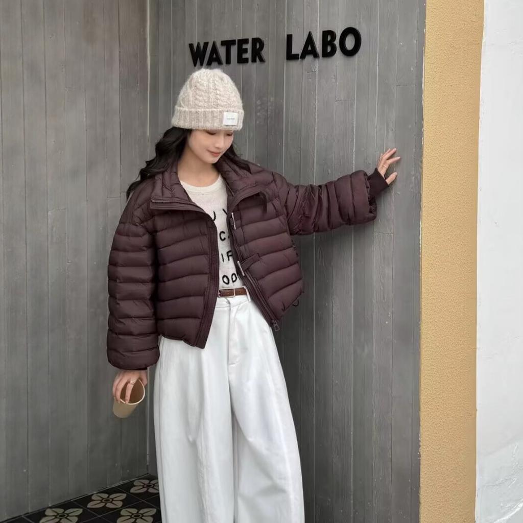 Short stand-up collar ribs down jacket winter new duck down loose warm jacket delivery puff turtle back
