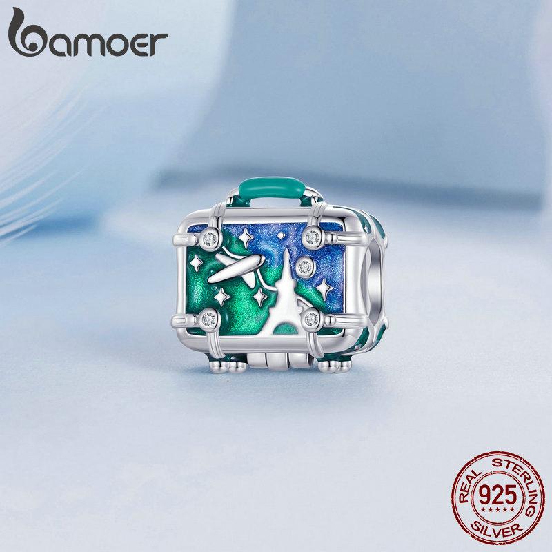 BAMOER Стерлингового Серебра 925 пробы Выпускной сезон Подвески Бусины Открывающийся Чемодан Висячие Подходят Оригинальный Браслет Ювелирные Изделия