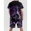 Men's 3D Digital Printing Round-neck Short-sleeved Set - Dark Style Prayer Hand Print - European-American Religious Style Set