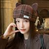Sweet and Cute Cat Ear Beret Korean Casual and Versatile Windproof Octagonal Hat Autumn and Winter Fashion Warm Hat for Women