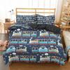 3D Printed Cartoon Train Bedding Set Toy Car Truck Duvet Cover Double Twin Full Queen King Adult Kids Bedclothes Quilt Cover