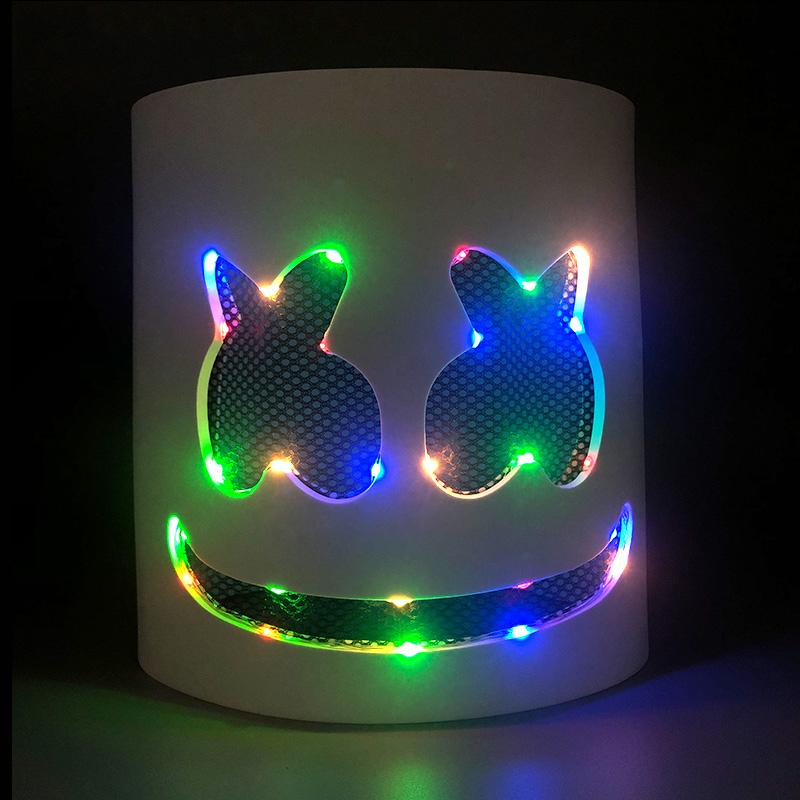 Glowing DJ Marshmello Glowing Mask Event Music Festival Concert Masquerade Bar Party Accessories DIY LED Marshmallow Cos Mask
