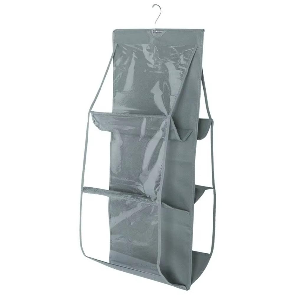 1Pcs Waterproof Hanging Handbag Organizer 6 Pockets Clear Sundry Bag For Wardrobe Closet