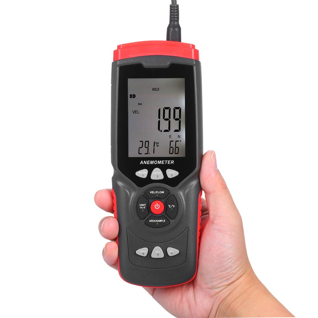 Handheld Digital Anemometer Professional Multifunction Anemograph with Detachable Auxiliary Fan Air