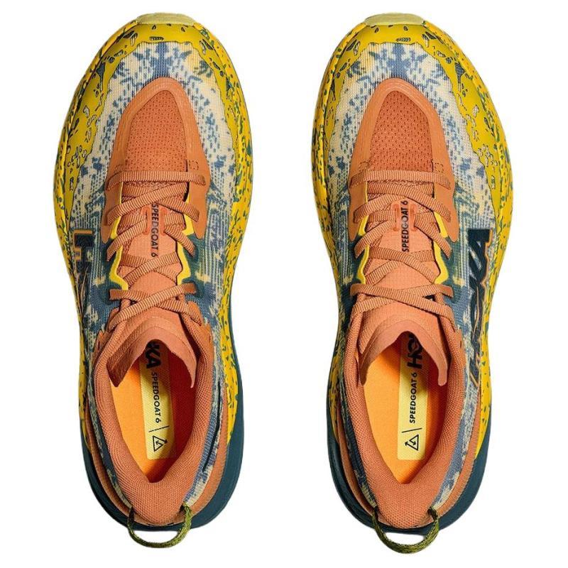 HOKA One One Мужские низкие беговые кроссовки Speedgoat 6 с амортизацией и износостойкостью, желто-оранжевого цвета, артикул 1147791-TTT