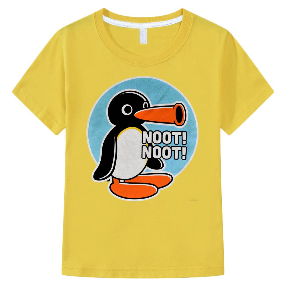 Pingu Детская одежда Топы для мальчиков/девочек С коротким рукавом Спортивная Мода Уличная Одежда Комиксы Футболки с круглым вырезом