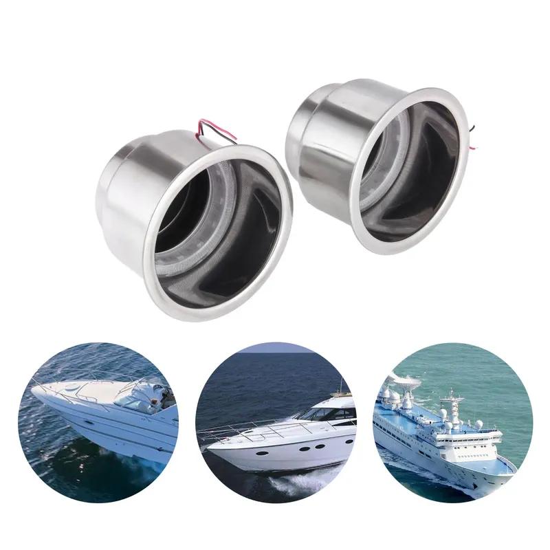 4/2/1 PC Marine Stainless Steel 12V LED Light Recessed Built-in Car Cup Drink Holders Sailing Light for Rowing Boats Car