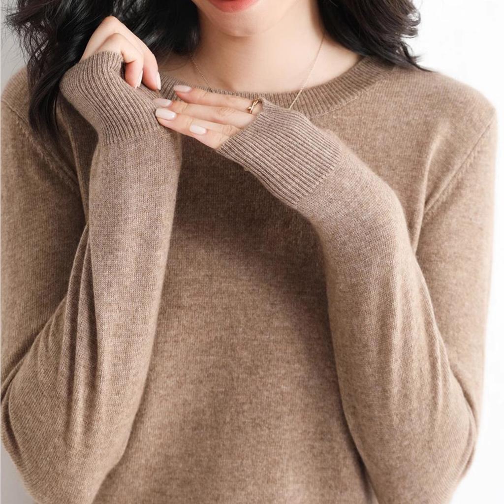 Зимний свитер с круглым вырезом для женщин, теплые топы, модные осенние свитера, женские свитера с длинными рукавами, однотонные нижние рубашки, тонкий женский трикотаж