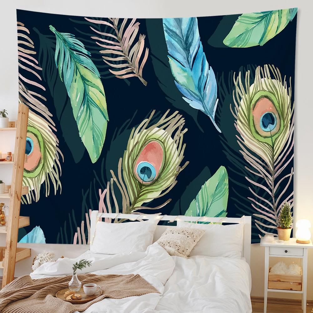 Bedroom Living Room Tapestry Home Decor Pink Feather Tapestry Feather Print Tapestry Background Decor