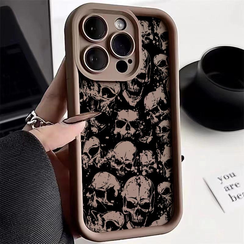 Ужасный Черный Череп Чехол Для Телефона Для iPhone 16 Pro Max 15 14 Plus 11 12 13 XS X XR Ударопрочный Силиконовый Мягкий Чехол