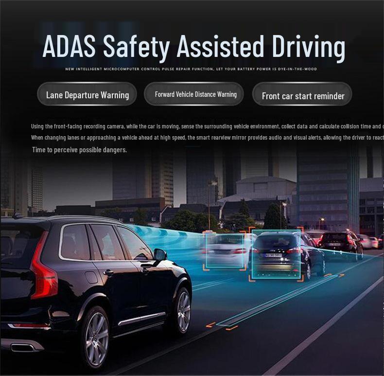 12" Android 8.1 Rearview Mirror Dash Cam with Dual Lens & 4G RAM AR Navigation.