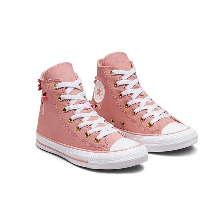 Converse Chuck Taylor All Star Вышитый узор «Колибри» Высокие детские парусиновые кеды Детские кроссовки Розовые A01714C