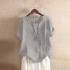 Women Loose Casual Tops Button Linen Daily Boho Tunic T-shirt Short Sleeve Blouse