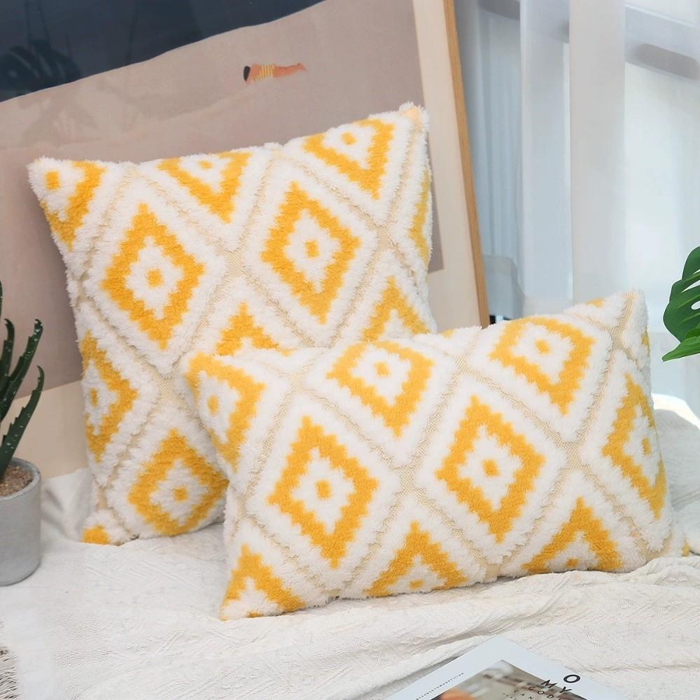 Super Soft Plush Pillow Case Rhomboid Pattern Cushion Covers New Sofa Pillowcase  Couch Decor