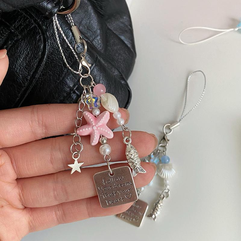 Летняя цепочка для телефона в виде морской звезды Y2K Сладкий бисерный ремешок для мобильного телефона Брелок Девчачий милый Ins Подвеска-шарм для телефона